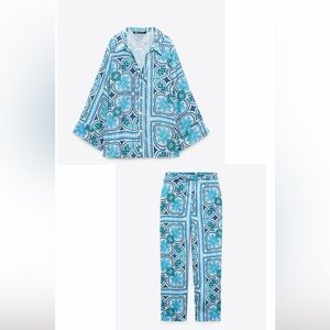 Zara Set Mosaic Pattern Top+Pants